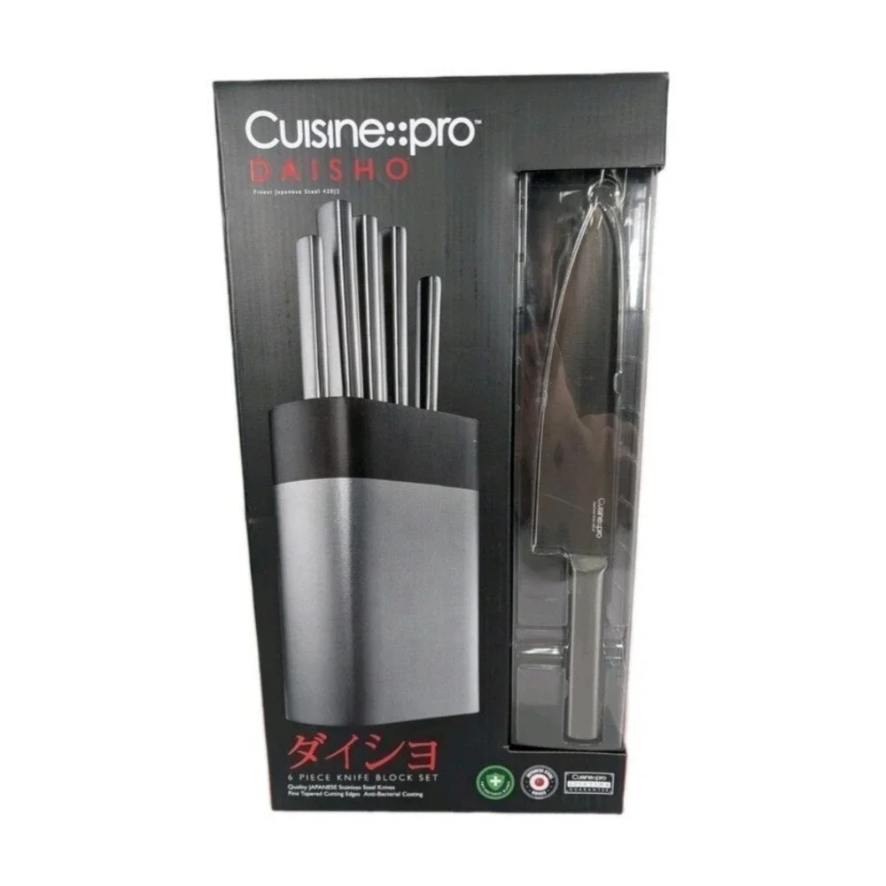 Cuisine Pro Knife Block Set Daisho Japanese Stainless Steel 6 PC Knives $450 New